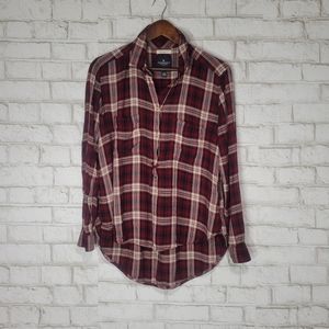 American Eagle Outfitters Red Plaid Button-Up Shirt - Women's